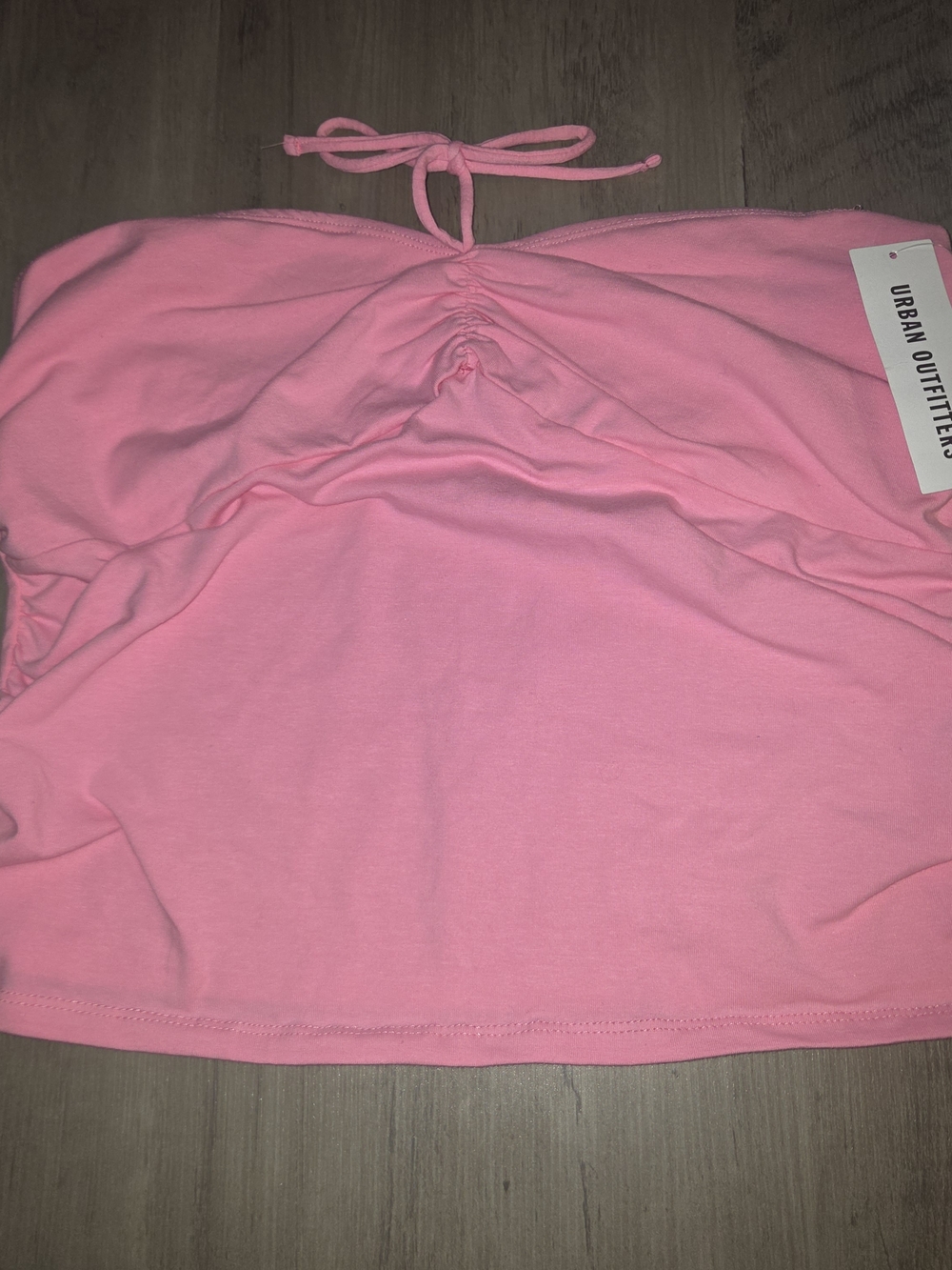 Urban Outfitters Pink Ruched Strapless Bandeau with Tie